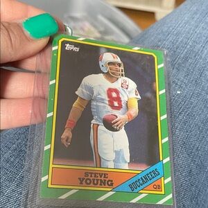 Topps Green and White Border Steve Young Buccaneers Card